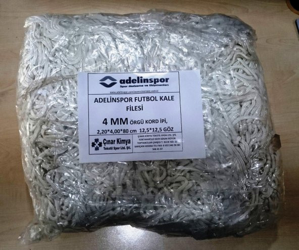 Adelinspor Futbol Kale Filesi 4 mm Kord İpi 4,00*2,20*0,8 m ürün görseli 1
