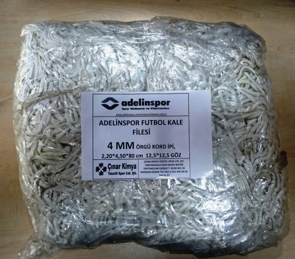 Adelinspor Futbol Kale Filesi 4 mm Kord İpi 4,50*2,20*0,8 m ürün görseli 1