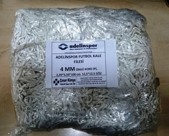 Adelinspor Futbol Kale Filesi 4 mm Kord İpi 5,50*2,20*0,8 m ürün görseli 1
