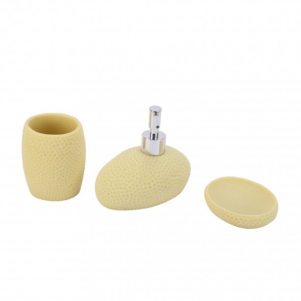 DT0082-3 SARI PETEK 3 LÜ BANYO SETİ 20x20x13cm ürün görseli 1