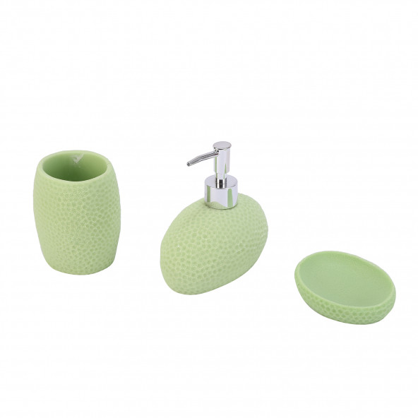 DT0082-1 YEŞİL PETEK 3 LÜ BANYO SETİ 20x20x13cm ürün görseli 1