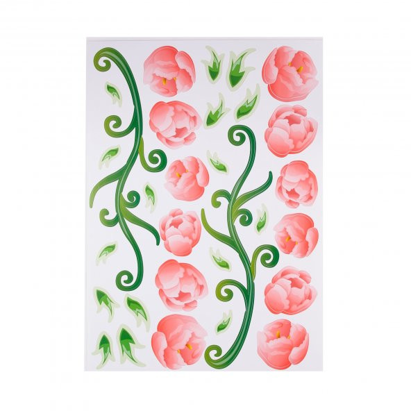 XFG015 DUVAR SÜSÜ PEMBE GÜLLÜ ŞEFFAF FİLMLİ PVC 70X50X0''5CM ürün görseli 1