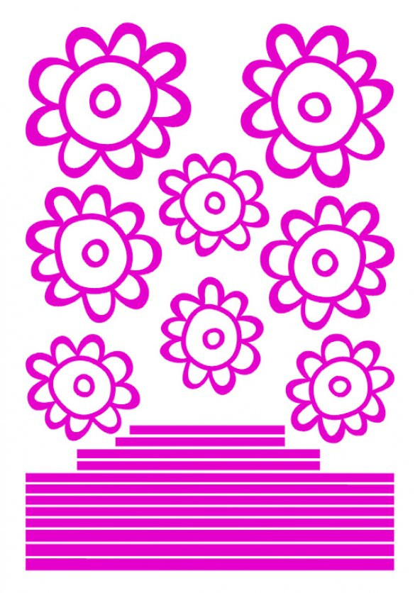 XFG029 DUVAR SÜSÜ PEMBE PAPATYALI ŞEFFAF FİLMLİ PVC 48X33X0''5CM ürün görseli 1