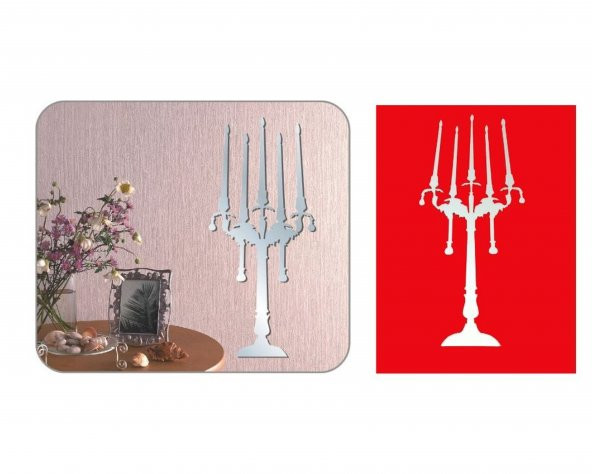 JM08030 AYNALI DUVAR SÜSÜ  ŞAMDAN ŞEKİLLİ 35X20X0''6CM - Resim 2