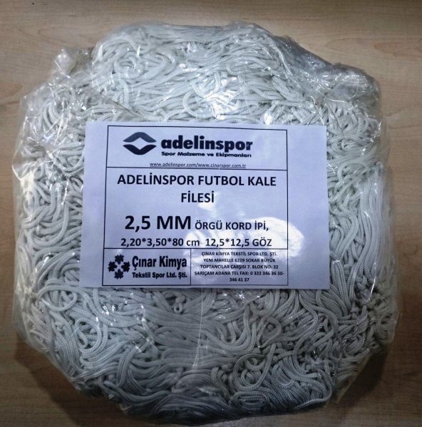 Adelinspor Futbol Kale Filesi 2,5 mm Kord İp 3,5*2,20*0,8 m ürün görseli 1