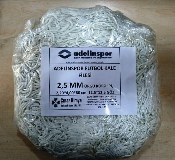 Adelinspor Futbol Kale Filesi 2,5 mm Kord İp 4,0*2,20*0,8 m ürün görseli 1