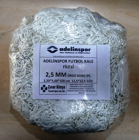 Adelinspor Futbol Kale Filesi 2,5 mm Kord İp 5,0*2,20*0,8 m ürün görseli 1