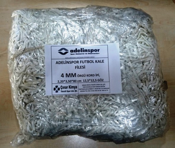 Adelinspor Futbol Kale Filesi 4 mm Kord İpi 3,50*2,20*0,8 m ürün görseli 1
