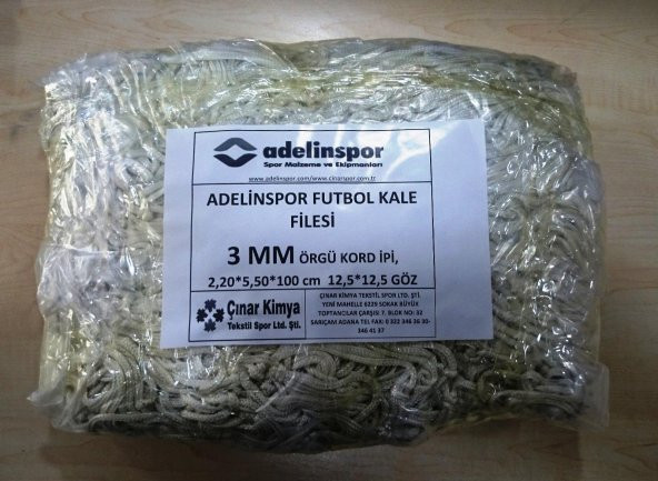 Adelinspor Futbol Kale Filesi 3 mm Kord İpi 5,5*2,20*0,8 m ürün görseli 1