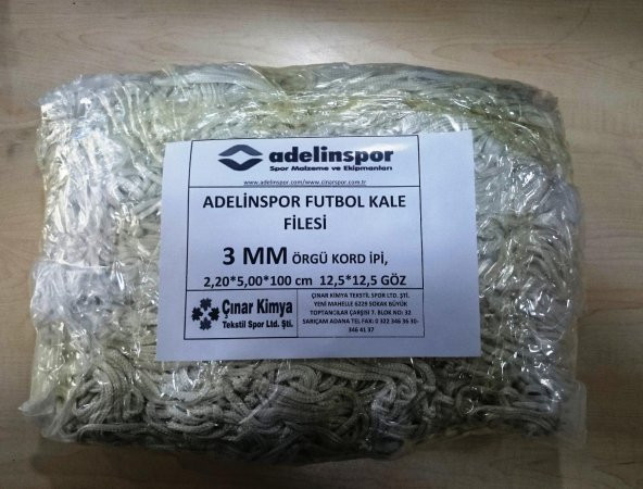 Adelinspor Futbol Kale Filesi 3 mm Kord İpi 5,0*2,20*0,8 m ürün görseli 1