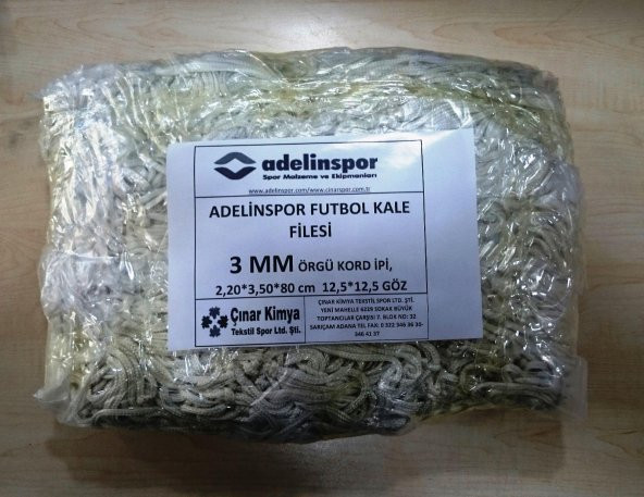 Adelinspor Futbol Kale Filesi 3 mm Kord İpi 3,50*2,20*0,8 m ürün görseli 1