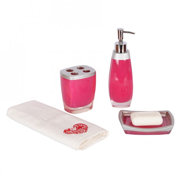 PL9039 GRİ PEMBE 3 LÜ BANYO SETİ POLİRESİN ürün görseli 1