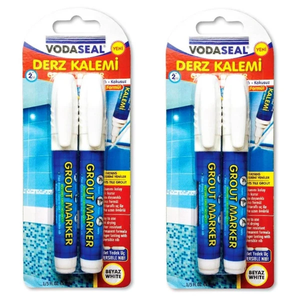 Vodaseal Fayans Derz Kalemi Beyaz 4 lü Set + 4 Adet Yedek Uç ürün görseli 1