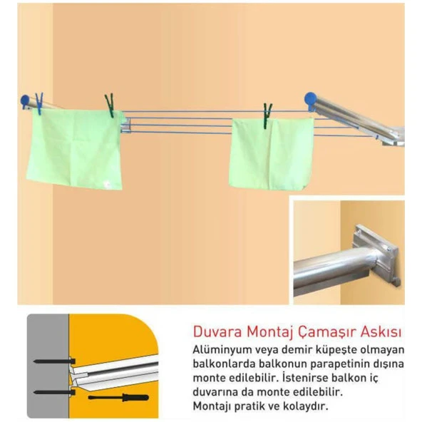 Pakas Balkon Çamaşır Kurutma Askısı Kurutmalık Duvara Monte ürün görseli 1