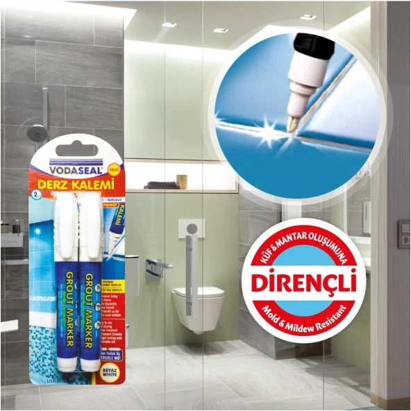 Vodaseal Fayans Derz Kalemi Yedek Uçlu Beyaz 2 li Set ürün görseli 1