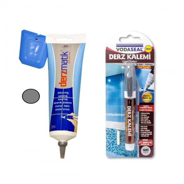 Derzmatik Derz Dolgu 360 gr Gri + Derz Kalemi Gri Set ürün görseli 1