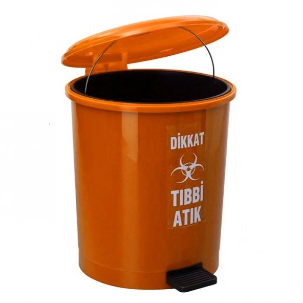 Safell Tıbbi Atık Çöp Kovası 30 Lt - Pedallı Tıbbi Atık Kovası - Turuncu ürün görseli 1