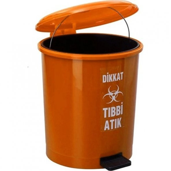 Safell Tıbbi Atık Çöp Kovası Pedallı 40 Lt - Atık Kovası - Turuncu ürün görseli 1
