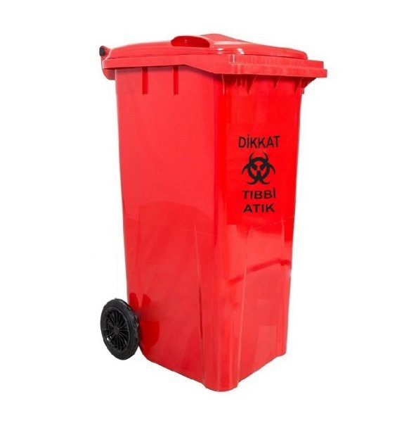 Safell Plastik Tıbbi Atık Çöp Konteyneri 120 Litre Konteyner A+ Kalite- Kırmızı ürün görseli 1