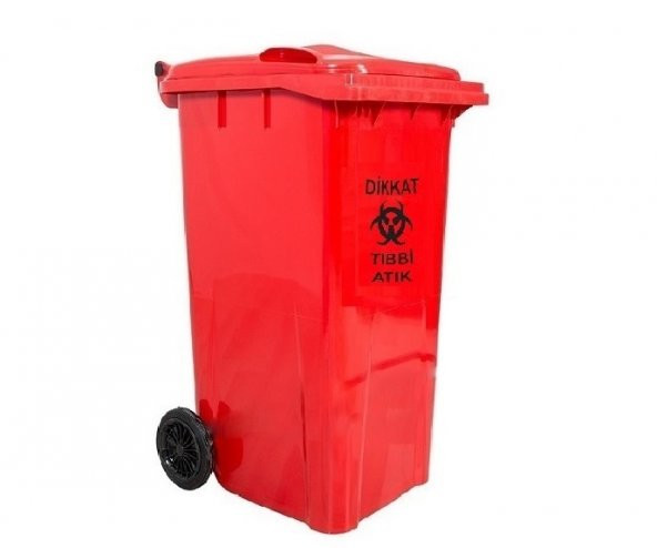 Safell Plastik Tıbbi Atık Çöp Konteyneri 240 Litre Konteyner A+ Kalite Kırmızı ürün görseli 1