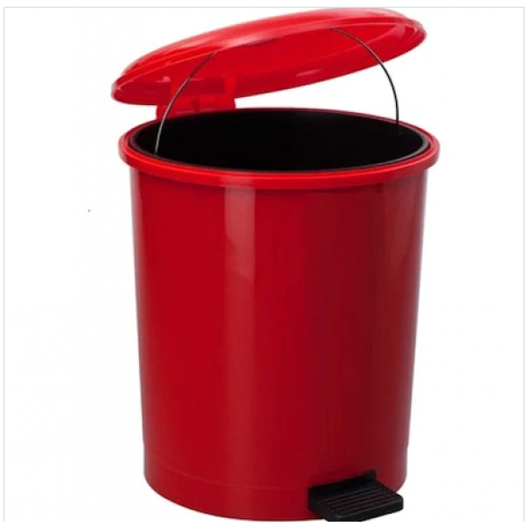 Safell Plastik Pedallı Çöp kovası 40 litre - İç Kovalı - Kırmızı ürün görseli 1