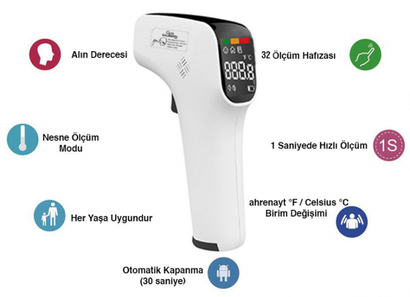 Saubern Baby BNT9608 Temassız Vücut ve Alından Ateş Ölçer - Termometre - Uzaktan Ateş Ölçer ürün görseli 1