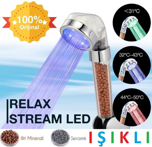Relax Stream Led Işıklı %50 Su Tasarruflu Duş Başlığı - Kokulu ve Arıtmalı Duş Başlığı ürün görseli 1