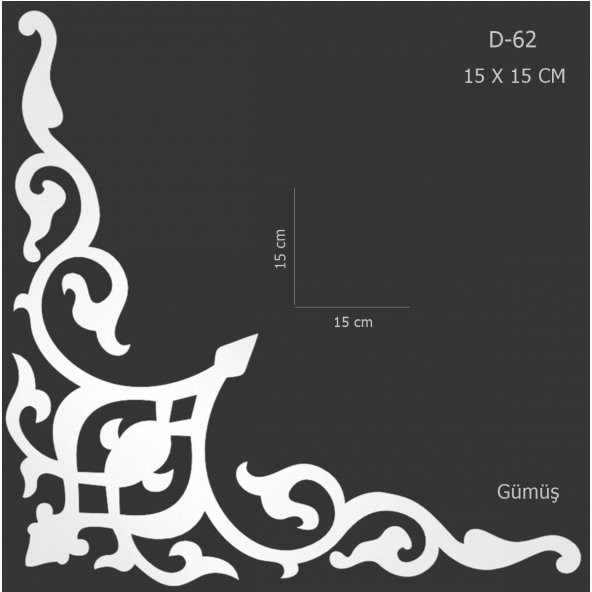 D-62 Gümüş 15 x 15 cm Sibu Aynalı Pleksi Mobilya Dolap Süsü ürün görseli 1