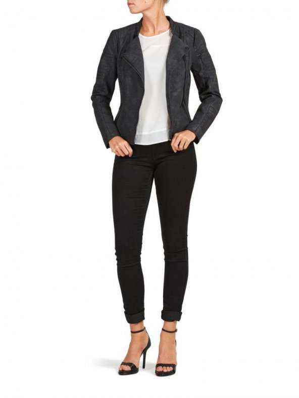 ONLY BAYAN DERİ CEKET 15102997 LEATHER BIKER - Resim 2