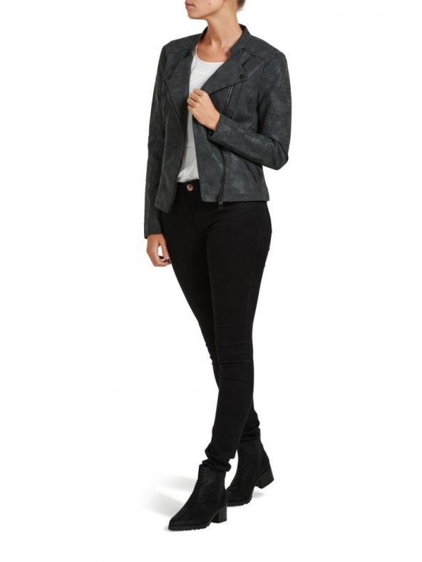 ONLY BAYAN DERİ CEKET 15102997 LEATHER BIKER - Resim 4