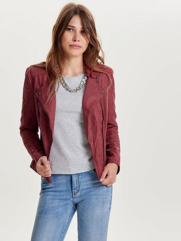 ONLY BAYAN DERİ CEKET 15102997 LEATHER BIKER - Resim 9