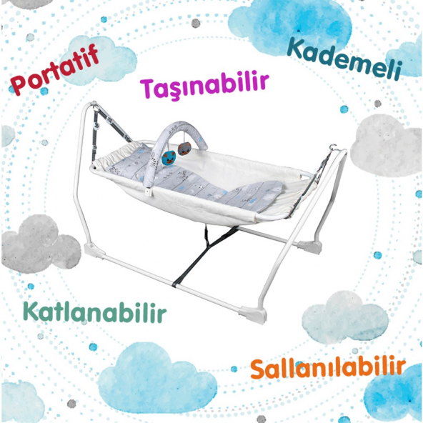 Norfolk Baby Sleep Oyuncaklı Sallanır Bebek Beşiği Hamak Beşik Sallanır Bebek Hamağı Ekru ürün görseli 1