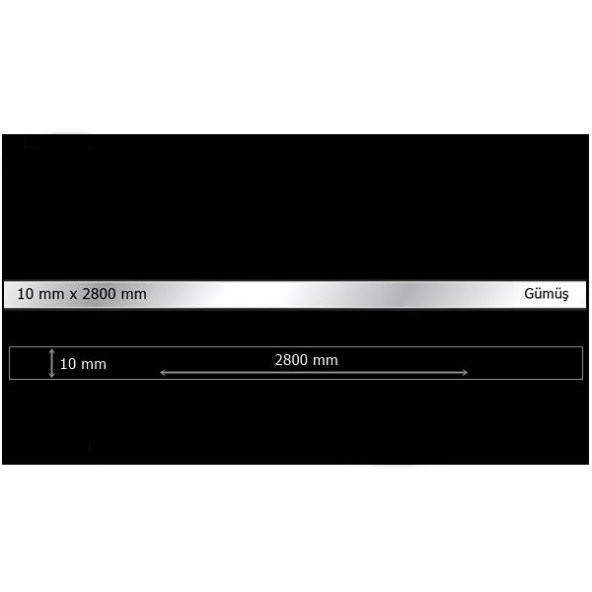 10 mm x 2800 mm Gümüş Sibu Aynalı Pleksi Şerit Mobilya Süsü ürün görseli 1