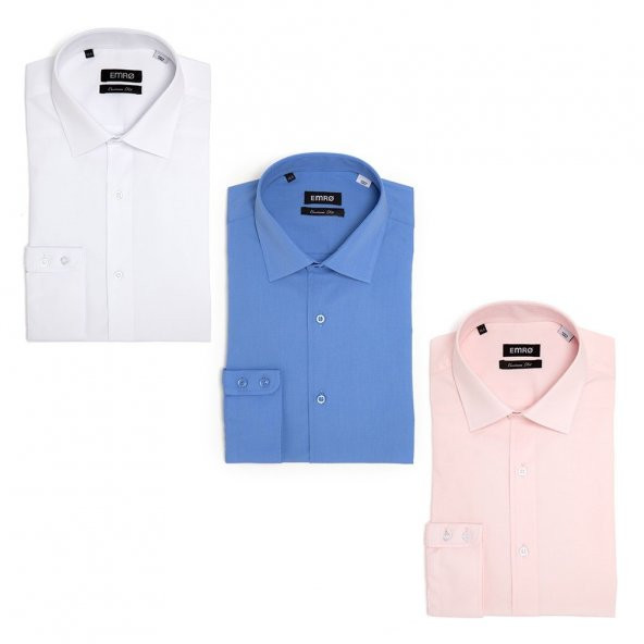 PINGÖMLEK KENSINGTON VESTA COMBO 27 ÜÇLÜ SET ERKEK GÖMLEK BEYAZ ORTA MAVİ PEMBE ürün görseli 1