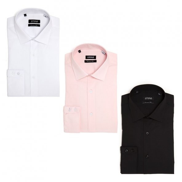 PINGÖMLEK KENSINGTON VESTA COMBO 30 ÜÇLÜ SET ERKEK GÖMLEK BEYAZ PEMBE SİYAH ürün görseli 1