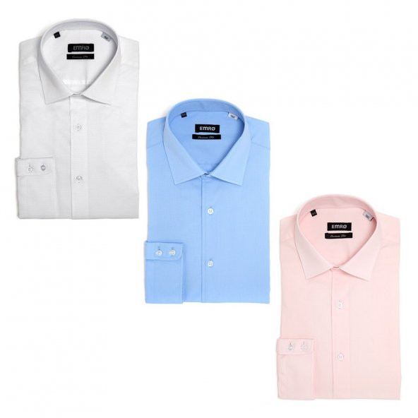 PINGÖMLEK KENSINGTON MONTELLO VESTA COMBO 33 ÜÇLÜ SET ERKEK GÖMLEK DESENLİ BEYAZ AÇIK MAVİ PEMBE ürün görseli 1
