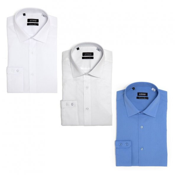 PINGÖMLEK KENSINGTON VESTA COMBO 42 ÜÇLÜ SET ERKEK GÖMLEK BEYAZ DESENLİ BEYAZ ORTA MAVİ ürün görseli 1