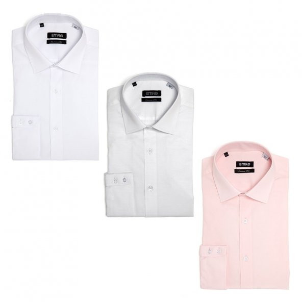 PINGÖMLEK KENSINGTON MONTELLO VESTA COMBO 44 ÜÇLÜ SET ERKEK GÖMLEĞİ BEYAZ DESENLİ BEYAZ PEMBE ürün görseli 1