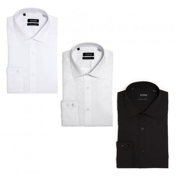 PINGÖMLEK KENSINGTON MONTELLO VESTA COMBO 45 ÜÇLÜ SET ERKEK GÖMLEK BEYAZ DESENLİ BEYAZ SİYAH ürün görseli 1