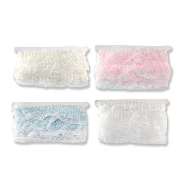 Beyaz Puanlı Fırfır Kurdela 5cm X 9metre ürün görseli 1