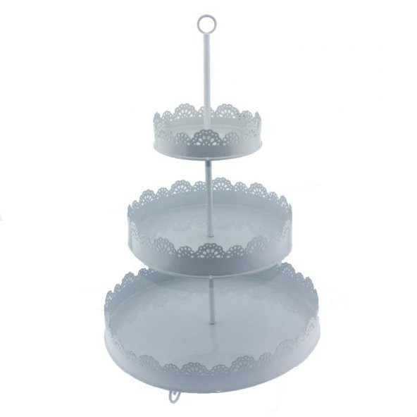 İşlemeli Metal Cupcake Standı 3 Katlı - Resim 4