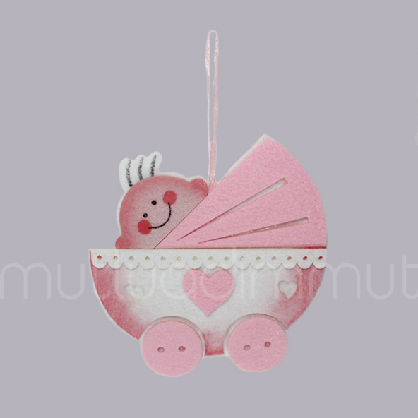 Pusette Bebek Keçe Kapı Süsü Küçük 13x13cm - Resim 3