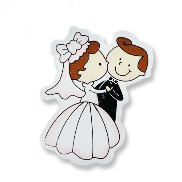 Ahşap Sticker Damadı Öpen Gelin 12 Adet ürün görseli 1