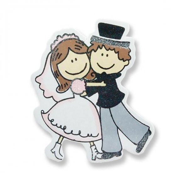 Ahşap Sticker Simli Sarışın Gelin Damat 12 Adet ürün görseli 1