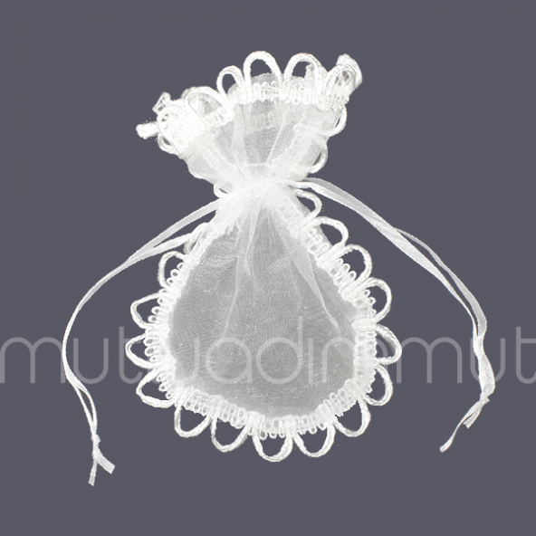 25 Adet 9x13cm Kenarları İşlemeli Organze Kese ürün görseli 1