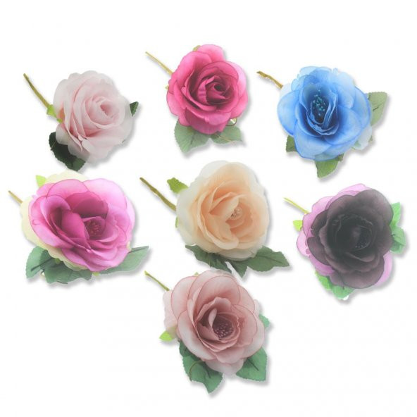 4 Adet 5,5cm Kumaş Çiçek Gül - Resim 2