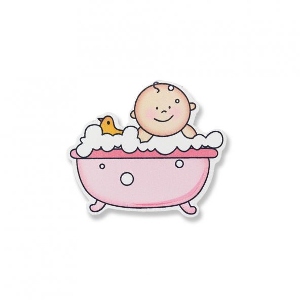 12 Adet Ahşap Sticker Küvette Bebek 8x7cm ürün görseli 1