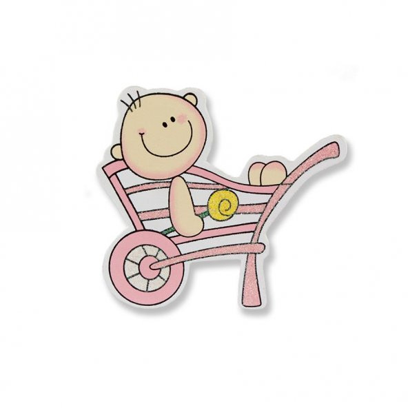 12 Adet  8x8cm Ahşap Sticker El Arabasında Bebek ürün görseli 1