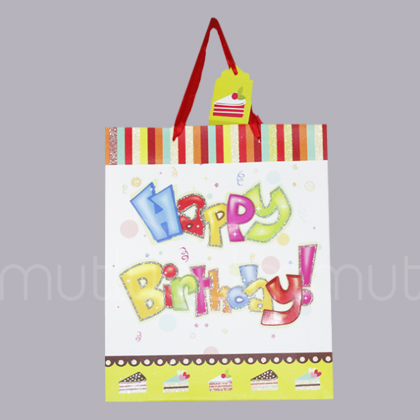 Happy Birthday Karton Çanta 1 Adet - Resim 2