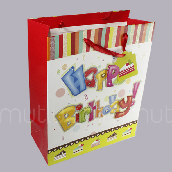 Happy Birthday Karton Çanta 1 Adet - Resim 3